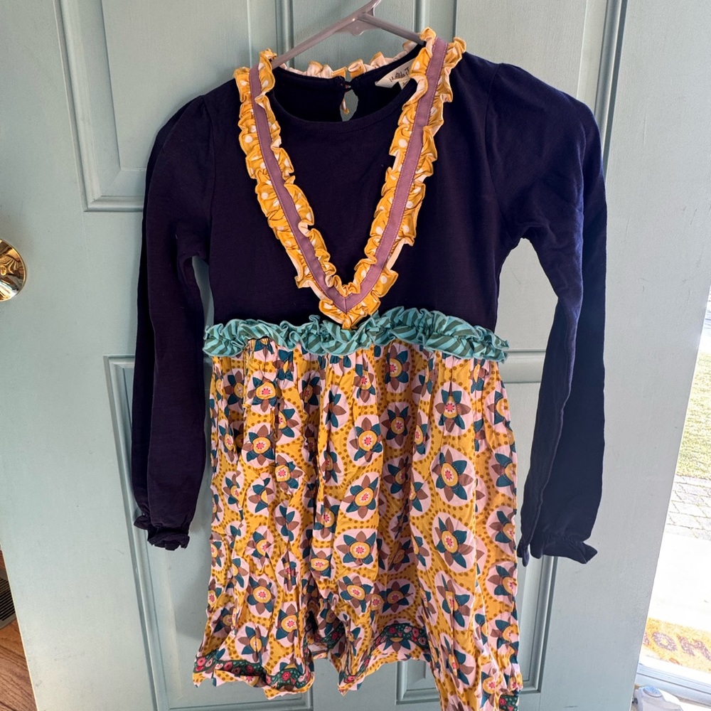 Matilda Jane Navy and Yellow Ruffle Dress